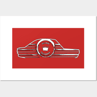 Hillman Imp Californian 1960s British classic car side outline black/white Posters and Art